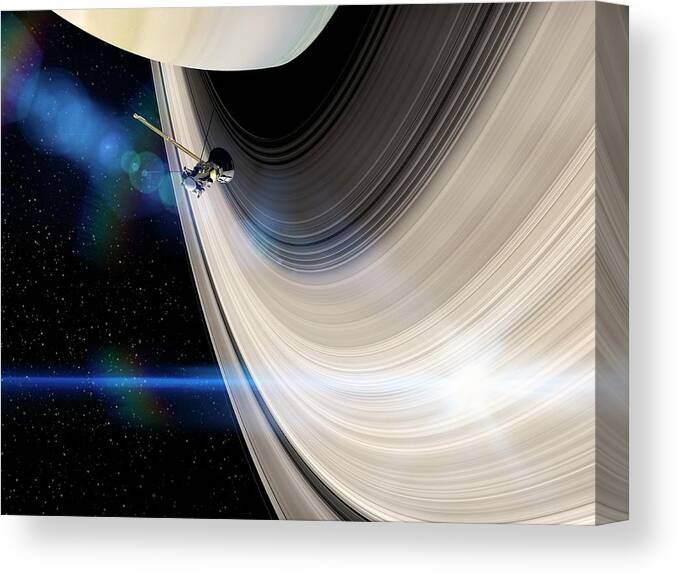 Cassini Canvas Print featuring the photograph Cassini's Grand Finale At Saturn #7 by Ramon Andrade 3dciencia/science Photo Library