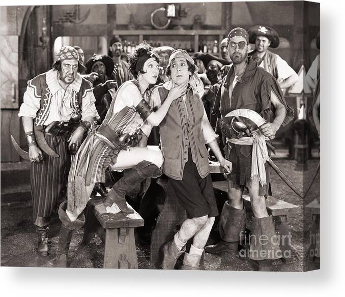 1928 Canvas Print featuring the photograph Silent Film Still: Pirates #7 by Granger