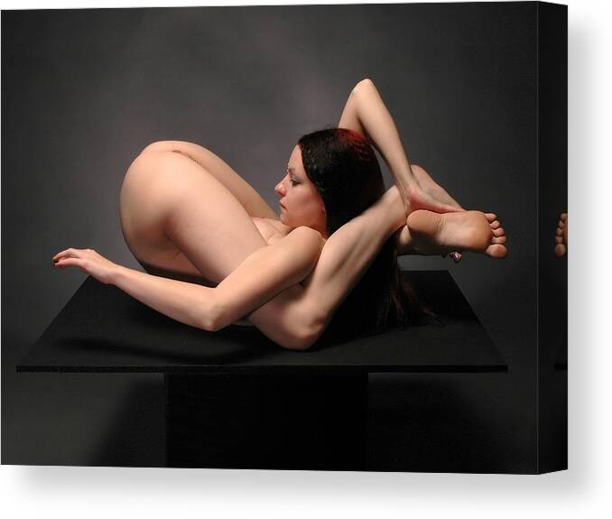 Flexible Canvas Print featuring the photograph 7486 Nude Kajira Extreme Flexibility by Chris Maher