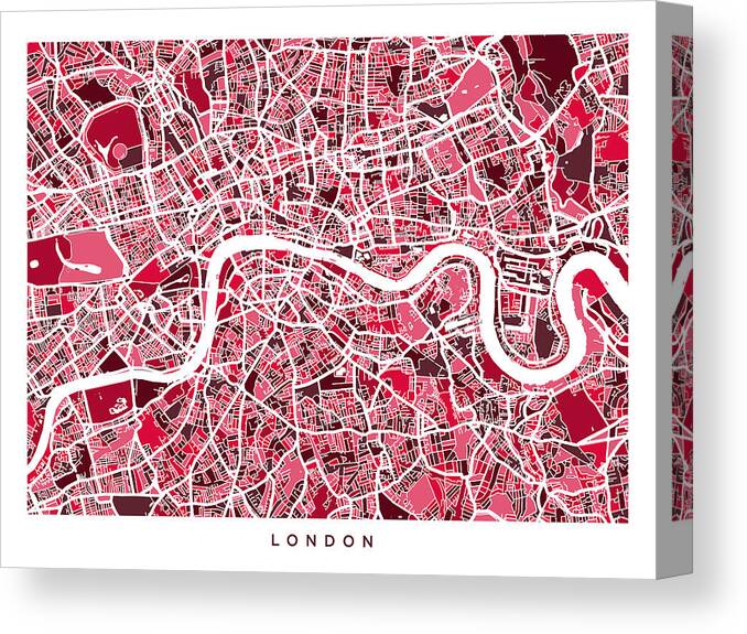 London Canvas Print featuring the digital art London England Street Map #8 by Michael Tompsett