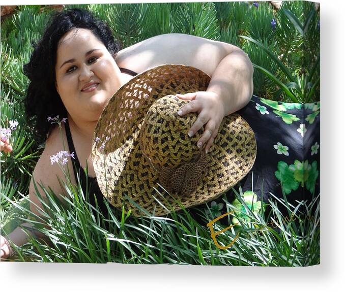 Fat Woman Canvas Print featuring the photograph A Lovely Hat by Ernestine Manowarda