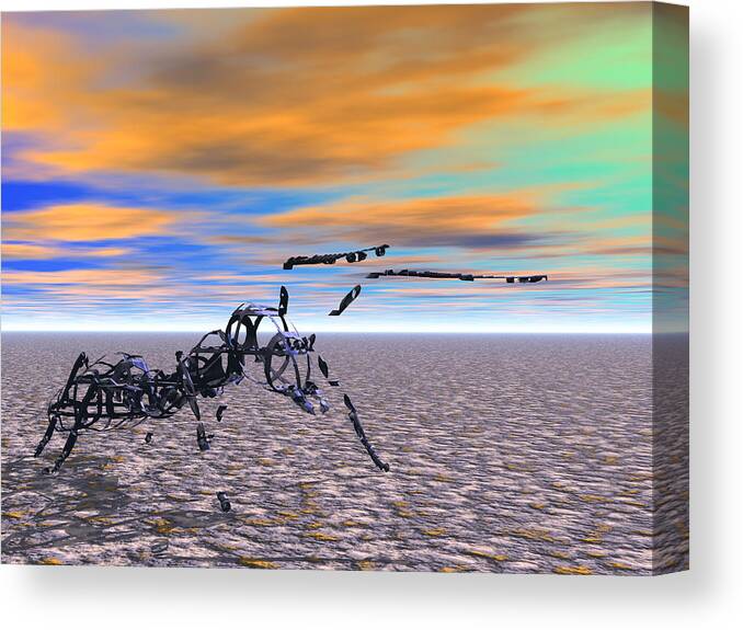 Sunset Canvas Print featuring the digital art A Memory of Persistence by Bernie Sirelson