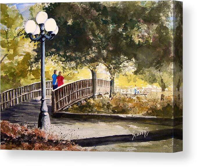 Park Canvas Print featuring the painting A Walk In The Park by Sam Sidders
