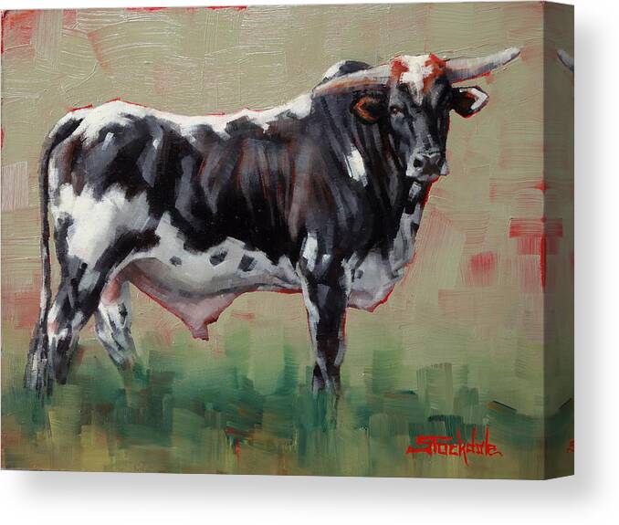 Bulls Canvas Print featuring the painting A Whole Lotta' Bull by Margaret Stockdale