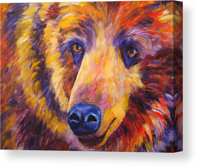 Bear Canvas Print featuring the painting Abstract Bear Grizzley by Mary Jo Zorad