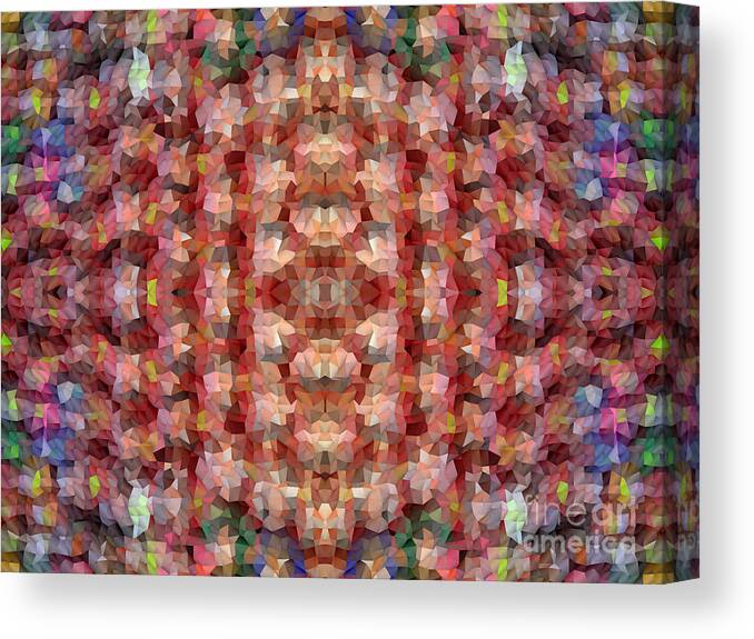 Red Canvas Print featuring the digital art Abstract Mosaic in Red Rainbow by Beverly Claire Kaiya