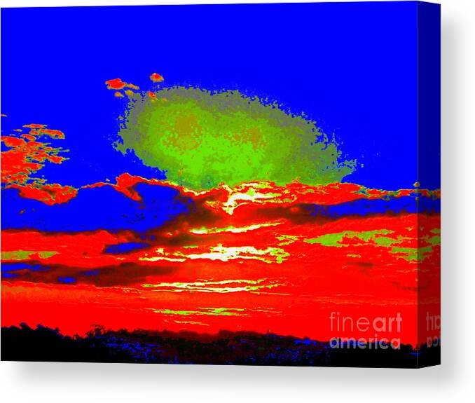 Clouds Canvas Print featuring the photograph Abstract Sunset Orange Blue Green and so on by Roberto Gagliardi