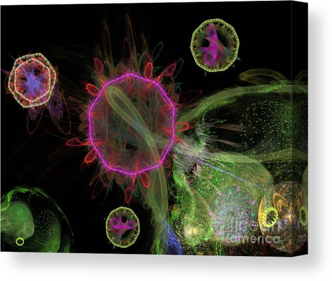 Abstract Canvas Print featuring the digital art Abstract Virus Budding 1 by Russell Kightley