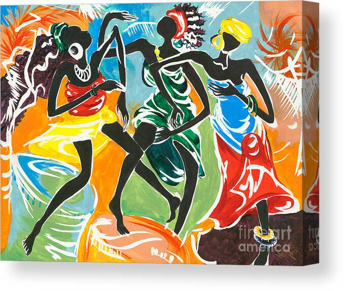 African Canvas Print featuring the painting African Dancers No. 3 by Elisabeta Hermann