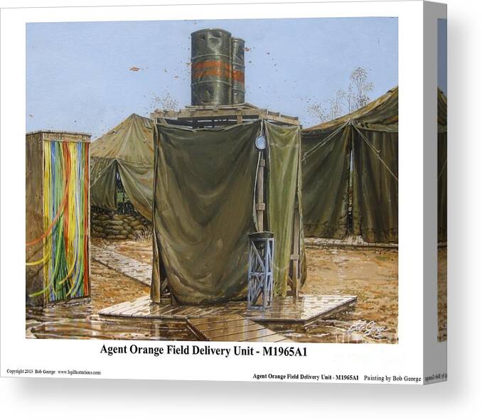 Combat Art Canvas Print featuring the painting Agent Orange Field Delivery Unit by Bob George