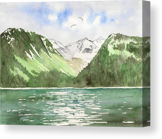 Alaska Canvas Print featuring the painting Alaska Kenai Fjords by Laurie Anderson