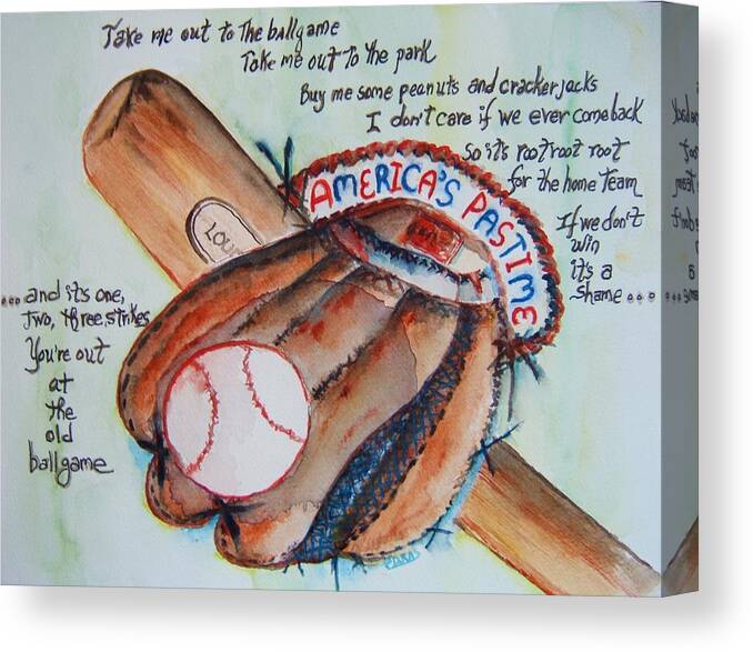 Baseball Canvas Print featuring the painting Americas Pastime I by Elaine Duras