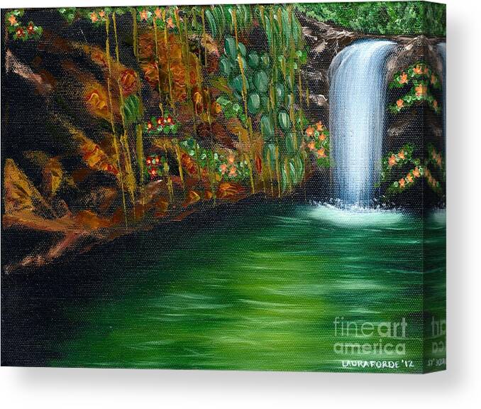 Annadale Waterfall Canvas Print featuring the painting Annadale Waterfall by Laura Forde