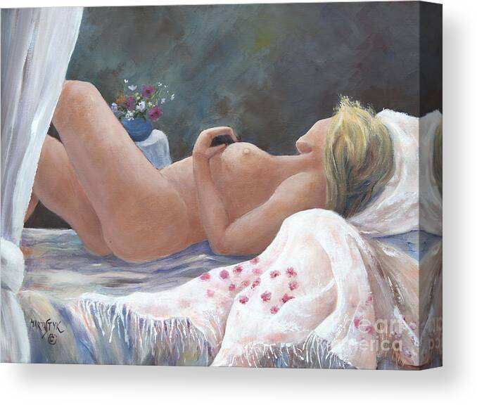 New Images 24 Febr. 2012 Woman Canvas Print featuring the painting Another Hot Day by Marta Styk