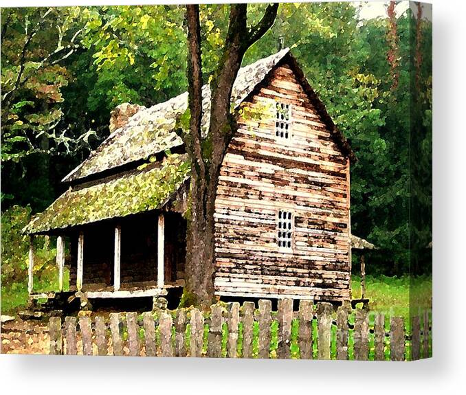 Appalachian Canvas Print featuring the painting Appalachian Cabin by Desiree Paquette