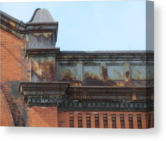 Architecture Canvas Print featuring the photograph Architecture Close Up Brick and Rust Detail by Anita Burgermeister