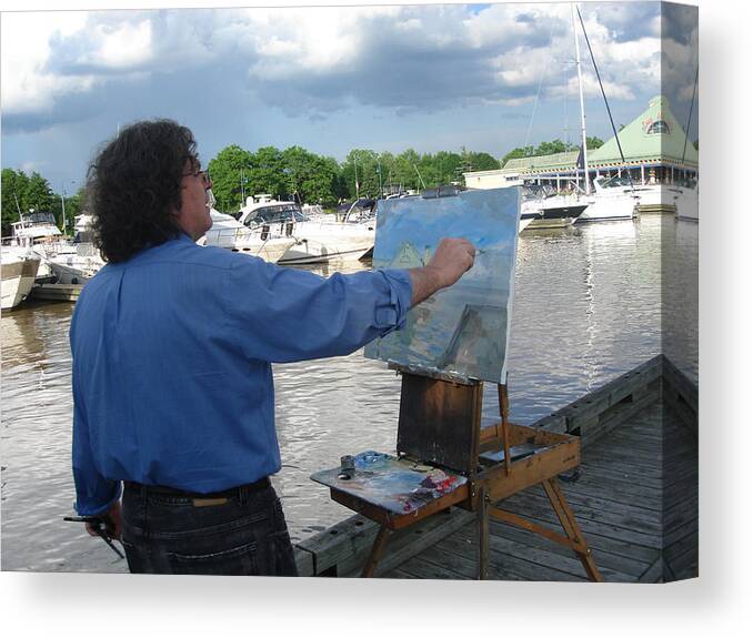 Ylli Haruni Canvas Print featuring the photograph Artist at Work port credit Mississauga ON by Ylli Haruni