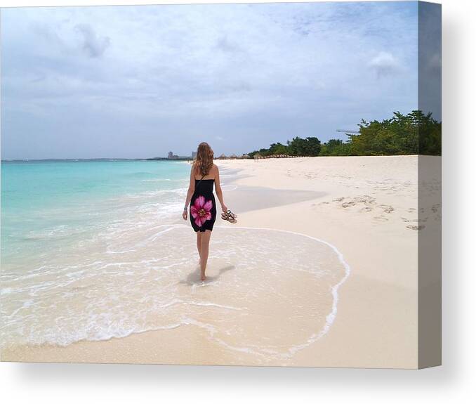 Aruba Canvas Print featuring the photograph Aruba Beach Girl by Curtis Krusie