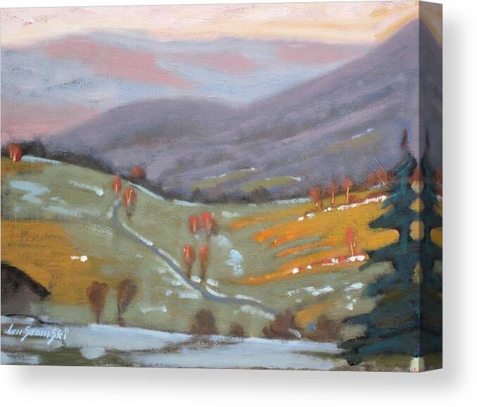 Late Winter Canvas Print featuring the painting As The Sun Sets by Len Stomski