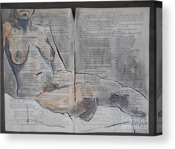 Nude Canvas Print featuring the drawing As You Like It 241 by M Bellavia
