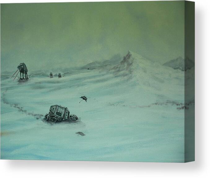 At-at Canvas Print featuring the painting AT-AT down by Dan Wagner