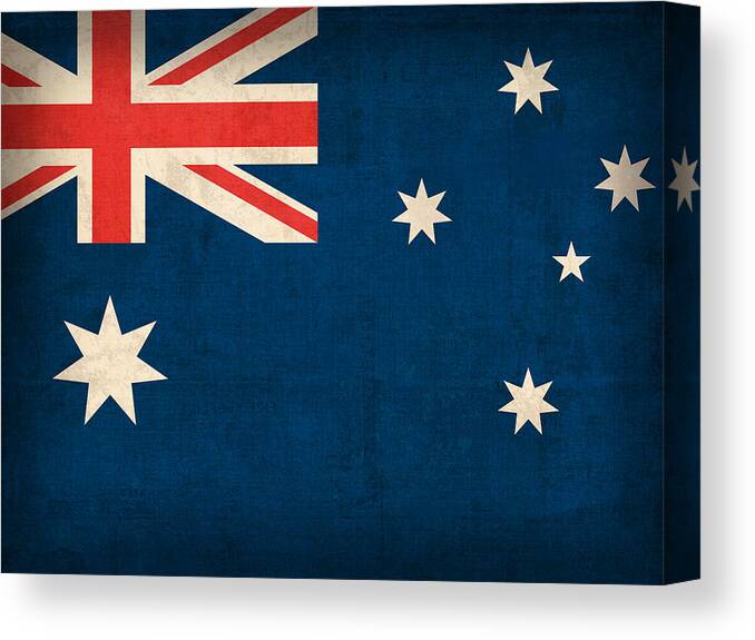 Australia Flag Vintage Distressed Finish Outback Australian Sydney Brisbane Pacific Continent Country Nation Australian Canvas Print featuring the mixed media Australia Flag Vintage Distressed Finish by Design Turnpike