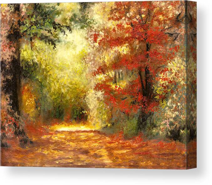 Red Canvas Print featuring the painting Autumn Memories by Melissa Herrin