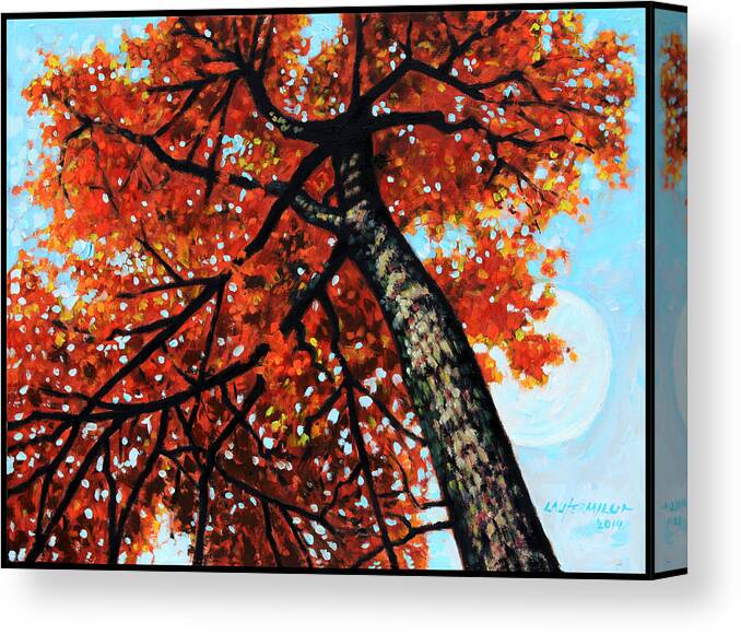Autumn Canvas Print featuring the painting Autumn Moon by John Lautermilch