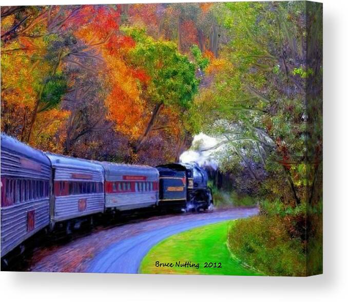 Trees Canvas Print featuring the painting Autumn Train by Bruce Nutting