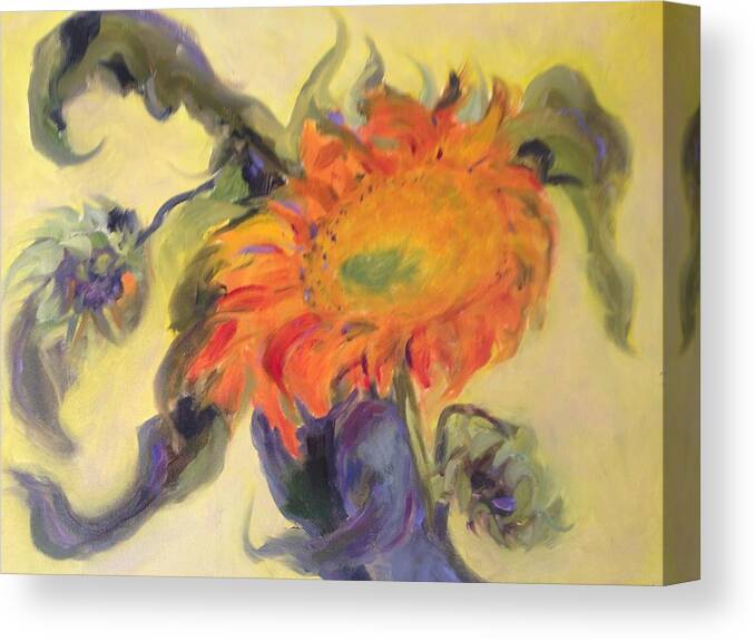 Sunflower Canvas Print featuring the painting Avenging Sunflower by Karen Carmean