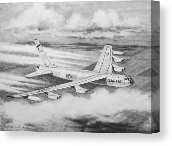 Air Force Canvas Print featuring the drawing B-52 by Douglas Castleman
