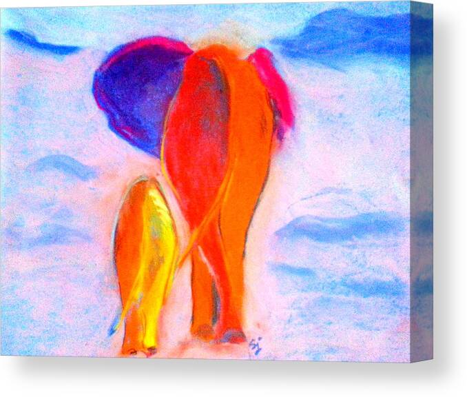 Elephants Canvas Print featuring the painting Baby Elephant and Mom by Sue Jacobi