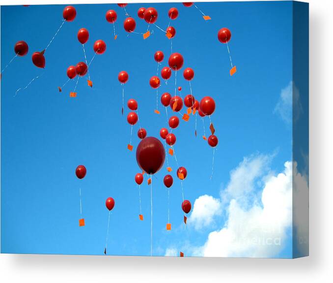 Up Canvas Print featuring the photograph Balloons in the Air by Amanda Mohler