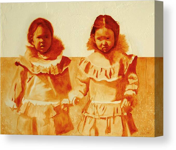 Girls Canvas Print featuring the painting Barrow Girls by Robert Bissett