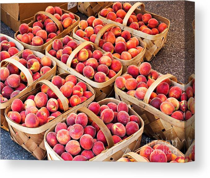 Baskets Canvas Print featuring the photograph Baskets of Peaches by Louise Heusinkveld