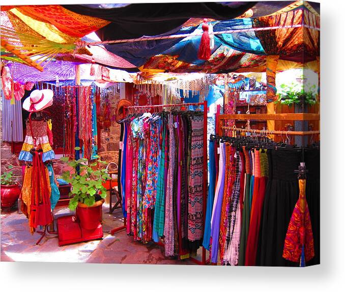 Aegean Canvas Print featuring the photograph Bazaar by Andreas Thust