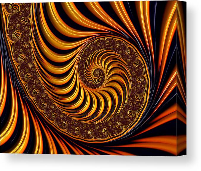 Fractal Canvas Print featuring the digital art Beautiful golden fractal spiral artwork by Matthias Hauser