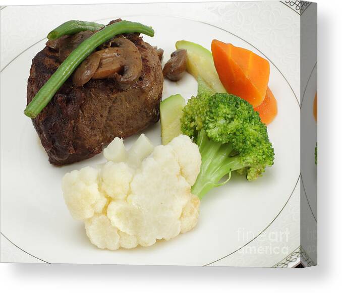 Beef Canvas Print featuring the photograph Beef tournedos with veg by Paul Cowan