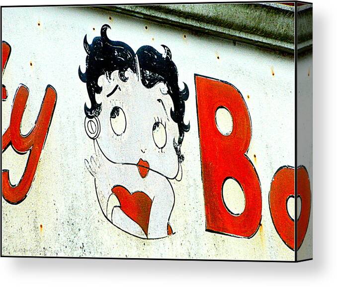 Sign Canvas Print featuring the photograph Betty Boop Herself by Kathy Barney