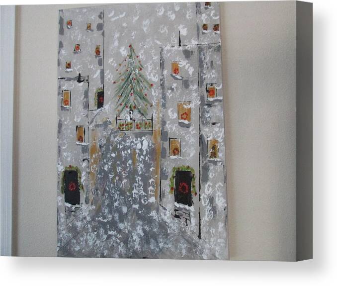Abstract New York Canvas Print featuring the painting Big Apple Christmas by Sharyn Winters