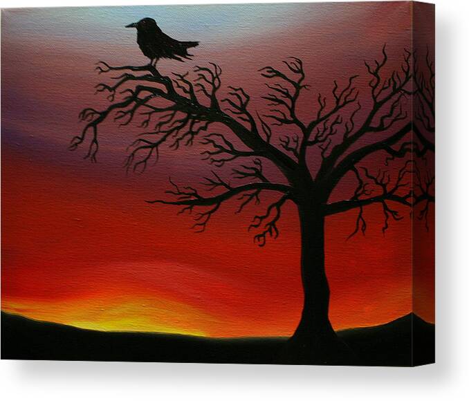 Sunset Canvas Print featuring the painting Big Ass Crow by James Middleton