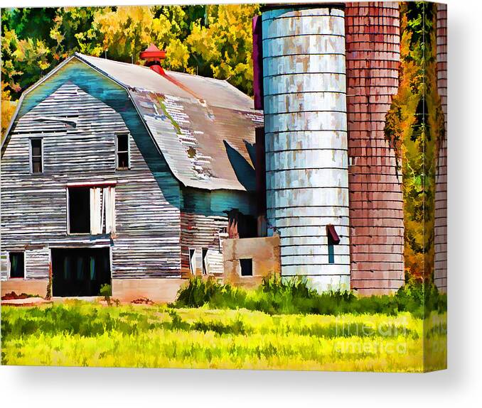 Rustic Canvas Print featuring the photograph Big Barn Digital Paint by Debbie Portwood