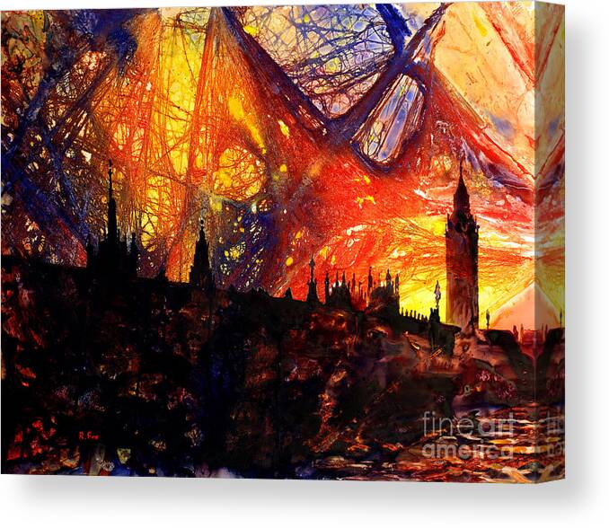 Building Canvas Print featuring the painting Big Ben Shocker by Ryan Fox