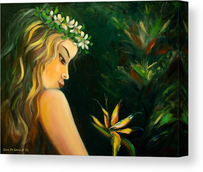 Painting Canvas Print featuring the painting Birds of Paradise by Gina De Gorna
