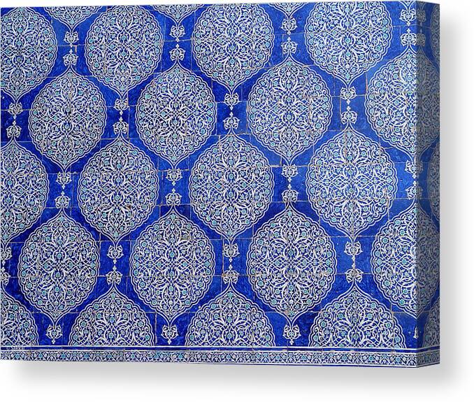 Central Asia Canvas Print featuring the photograph Blue and White by Mamoun Sakkal
