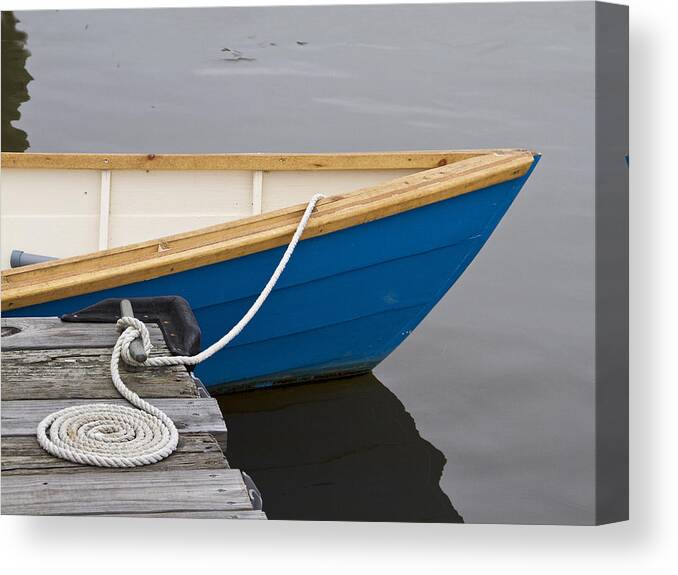 Blue Boat Canvas Print featuring the photograph Blue Boat with Coiled Line by Sandra Anderson