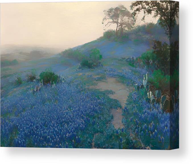 San Antonio Canvas Print featuring the painting Blue Bonnet Field in San Antonio by Mountain Dreams