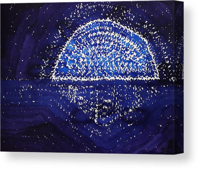 Moon Canvas Print featuring the painting Blue Moonrise original painting by Sol Luckman