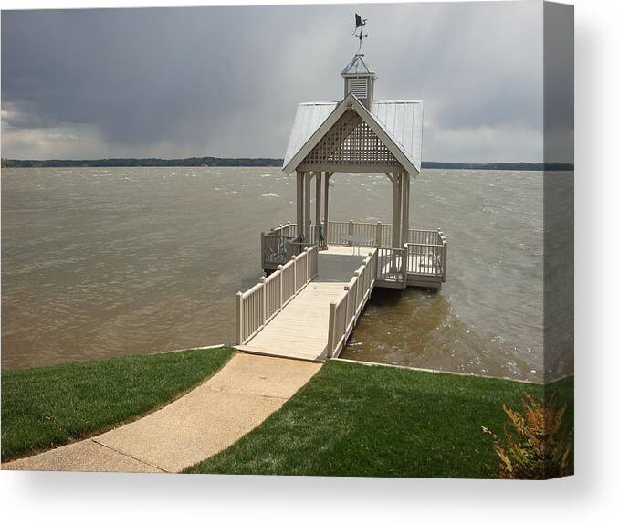 Boat Dock Canvas Print featuring the photograph Boat dock Lake Gaston by Bill TALICH