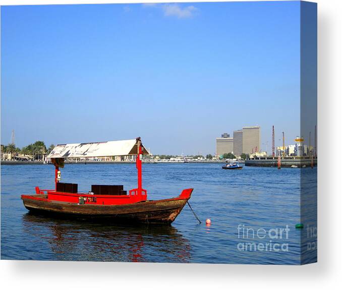 Background Canvas Print featuring the photograph Boat on the River by Amanda Mohler